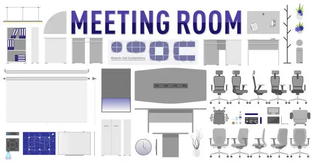 Vector illustration of Meeting Room Vector Set