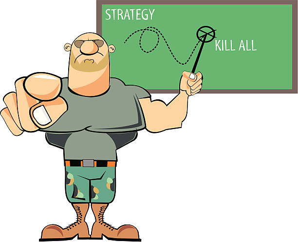 illustrazioni stock, clip art, cartoni animati e icone di tendenza di sargy - sergeant army strategy cartoon