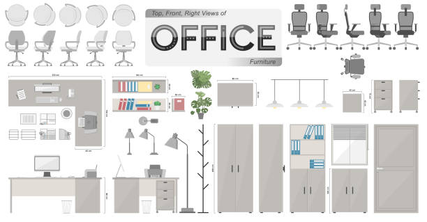 zestaw wektorowy pakietu office - office chair chair office furniture stock illustrations