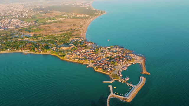 Aerial Drone Footage of Side, Antalya, Capturing the Coastal Beauty and Ancient Ruins