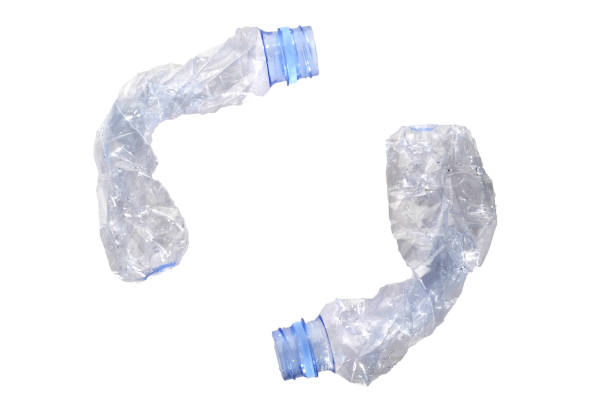 istock Crumpled plastic bottle trash isolated on white background. Environmental pollution 1489700588