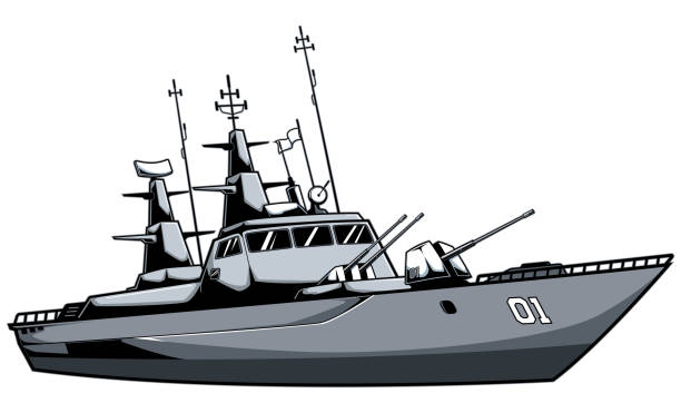 kapal perang putih - kapal tempur kapal perang ilustrasi stok