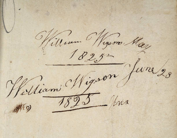 istock Old vintage handwriting, original, 1825, name, William Wigson, 19th Century ephemera 1489702855