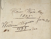 Old vintage handwriting, original, 1825, name, William Wigson, 19th Century ephemera