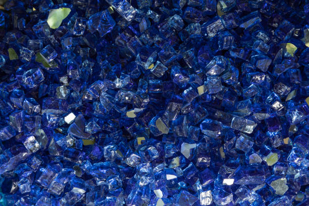 istock Closeup of blue glass stones 1489714205