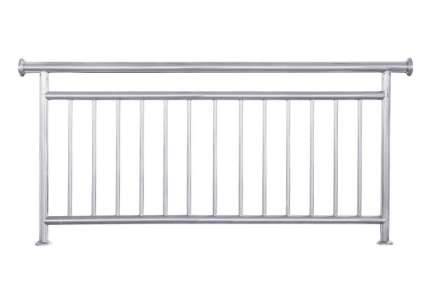 istock Stainless steel railing isolated. 1489716612