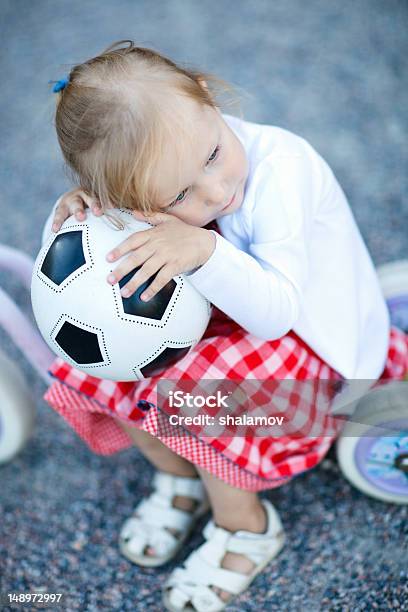 Girl With Ball Stock Photo - Download Image Now - Casual Clothing, Child, Children Only