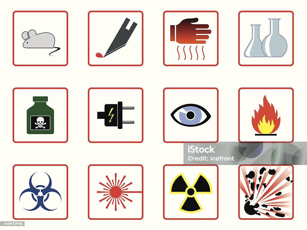 Labor Sicherheit Symbole - Lizenzfrei Achtung Gefahrenzone Vektorgrafik