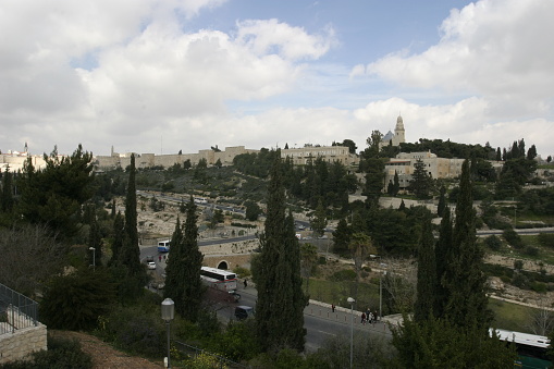 Jerusalem old city walls church skyline
