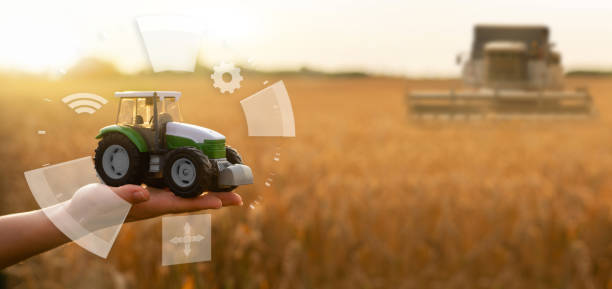 istock Toy agricultural tractor with BIO symbol. 1489740942