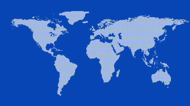 World map with blue chroma key background