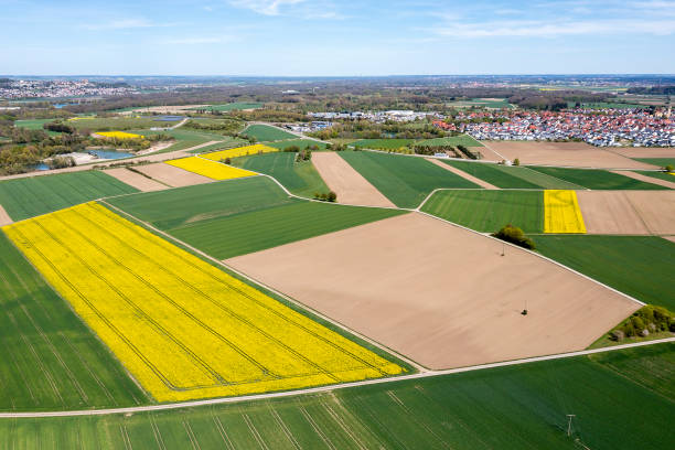istock Rural landscape in spring, aerial view 1489753609