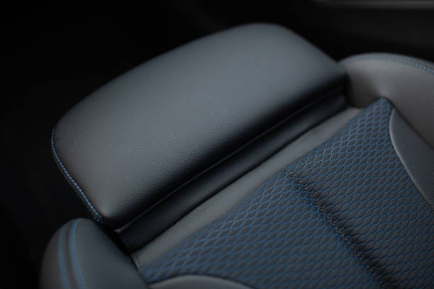 istock Modern car fabric seat close up 1489756594