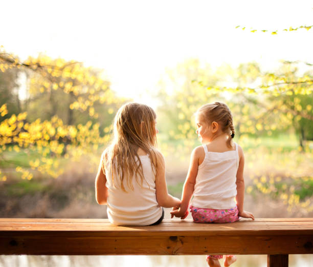 istock Two Sisters Sitting Together in the Evening Sun 148975765