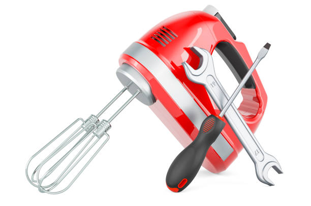 istock Hand kitchen mixer with screwdriver and wrench, 3D rendering 1489760094