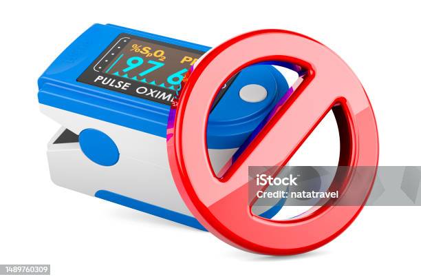 Portable Pulse Oximetry With Forbidden Symbol 3d Rendering Stock Photo - Download Image Now