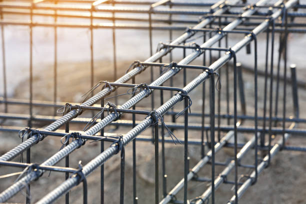 Close up reinforcement of concrete work