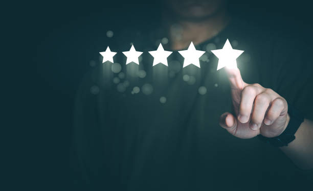 istock Customer services best excellent business rating experience. Satisfaction survey concept. user gives ratings to service experience on the online application, online marketing, and business processes. 1489762803