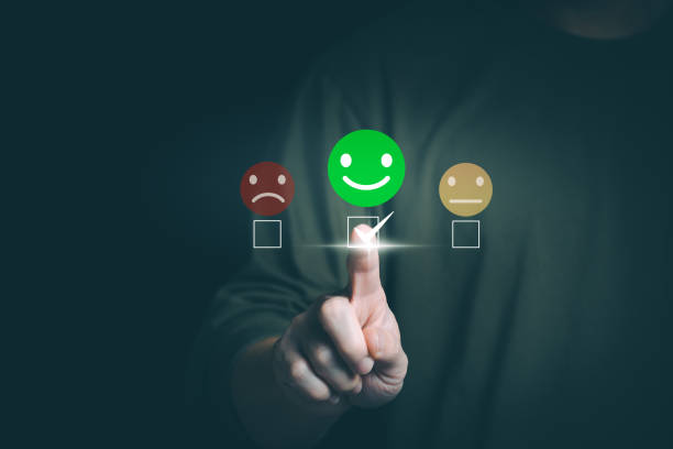 istock Customer services best excellent business rating experience. Satisfaction survey concept. user gives ratings to service experience on the online application, online marketing, and business processes. 1489762855