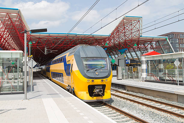 istock Train leaving central station of Lelystad, the Netherlands 148976398