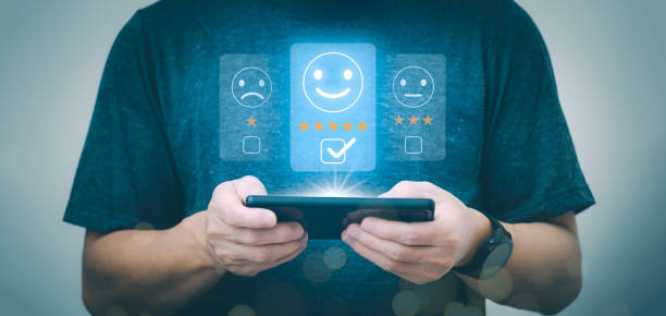 istock Customer services best excellent business rating experience. Satisfaction survey concept. user gives ratings to service experience on the online application, online marketing, and business processes. 1489764354