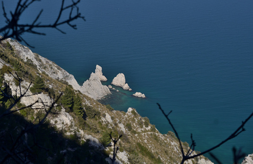 view of the rocks of the two sisters from mount conero