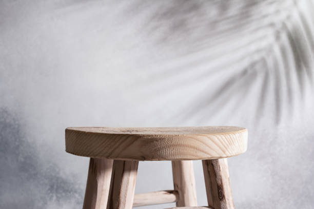 istock Mock up for product display with wooden stool 1489768971