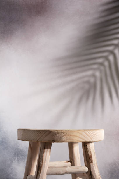 istock Mock up for product display with wooden stool 1489769132