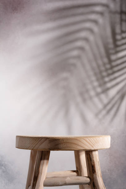 istock Mock up for product display with wooden stool 1489769160