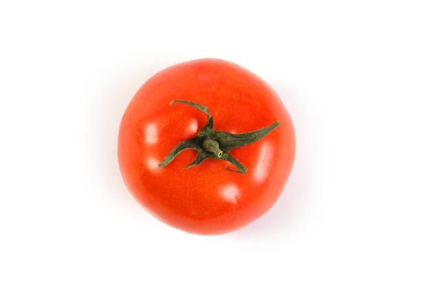 istock Organic fresh tomato on white background 1489774693