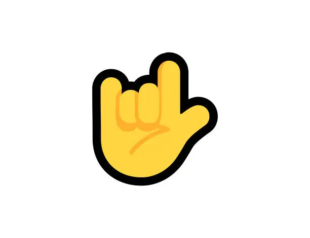 Vector illustration of Love You Gesture vector icon on a white background. Love you hand emoji illustration. Isolated rock and roll hand emoji vector emoticon