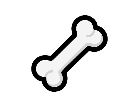 Bone vector icon on a white background. Dog bone emoji illustration. Isolated bone vector emoticon