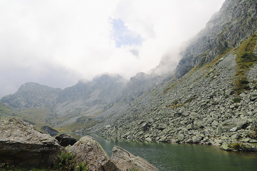 high mountain landscape with lake