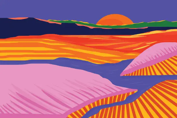 Vector illustration of Somewhere there is a beautiful sunset today