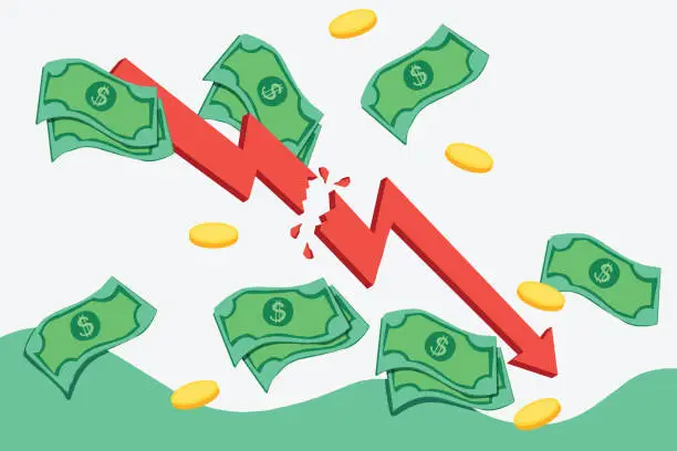 Vector illustration of Economic decline can be a mess