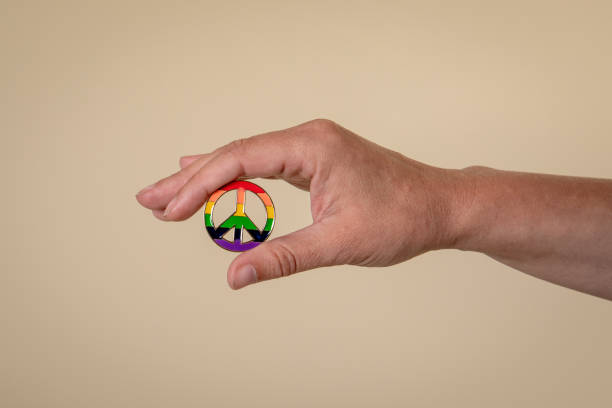 istock Peace sign, rainbow colors. Love and equality concept 1489798103