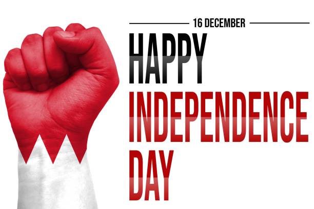 szczęśliwego dnia niepodległości lub nowoczesnego abstrakcyjnego tła z pięścią pomalowaną flagą bahrajnu. nowy 16. o - december 7th zdjęcia i obrazy z banku zdjęć