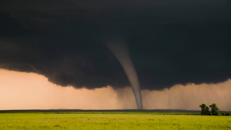 Classic Tornado Dark Storm Base Slowly Moving Across Beautiful Montana Farmland