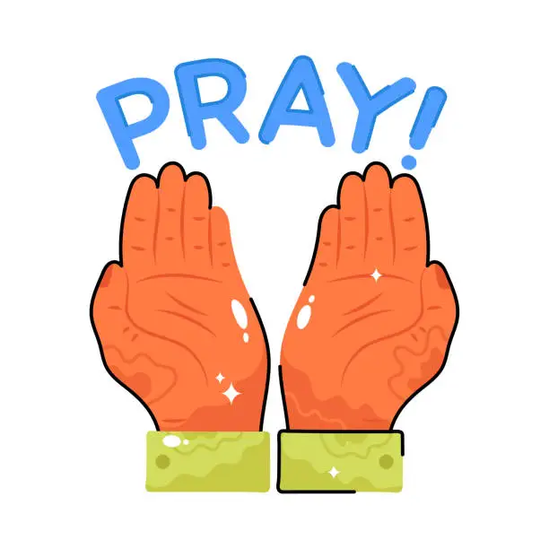 Vector illustration of Pray doodle vector outline icon. EPS 10 file