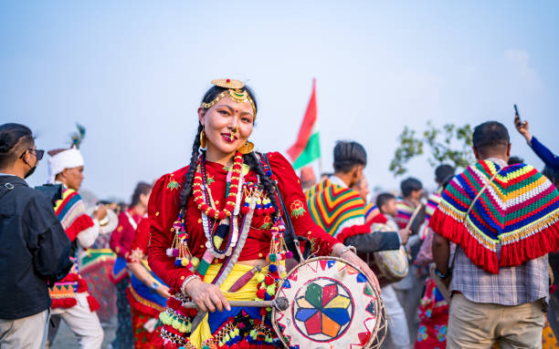 фестиваль сакела убхаули в катманду - непал стоковые фото и изображения