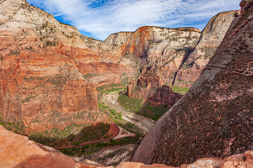 Panoramic views of the beautiful landscapes of Zion National Park.