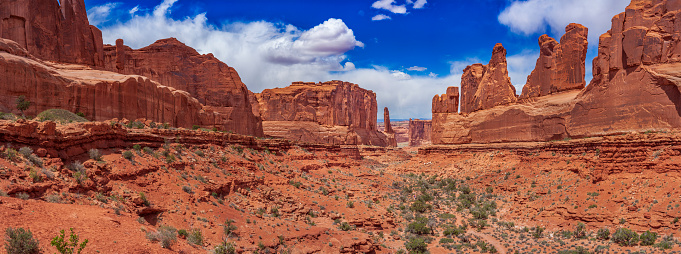 Park Avenue and the Courthouse Towers area,  Arches National Park, Moab, Utah