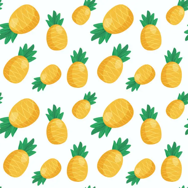 Vector illustration of Fresh pineapple background. Seamless pattern with pineapple. Ananas wallpaper vector. Decorative illustration