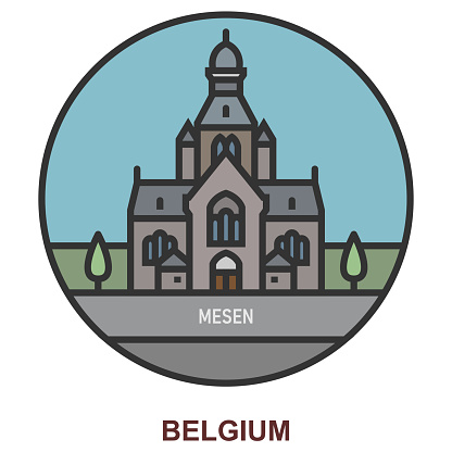 Mesen. Cities and towns in Belgium. Flat landmark