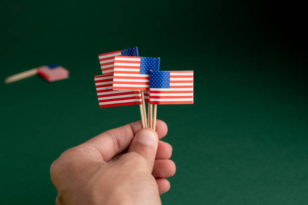 istock Small paper American flag 1489836290