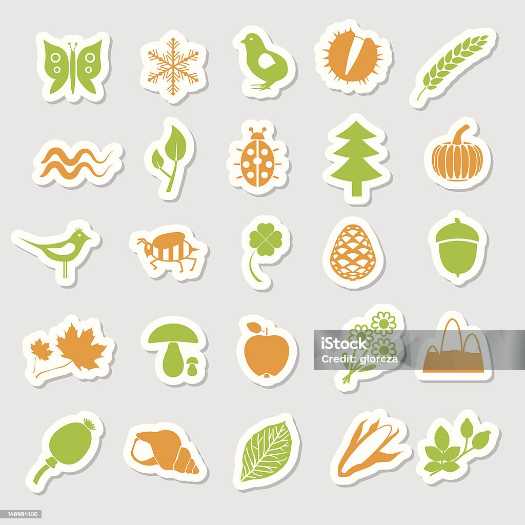 Nature Stickers Stock Illustration - Download Image Now - Ladybug, Winter,  Acorn - iStock