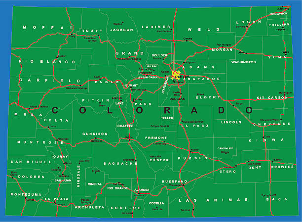 State of Colorado political map Highly detailed map of Colorado . kiowa stock illustrations