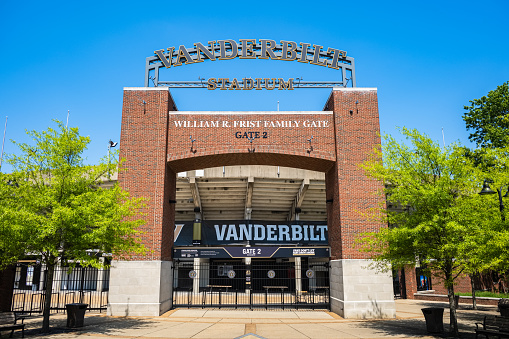 Nashville, Tennessee USA - May 10, 2022: Vanderbilt University football stadium located in the west end district