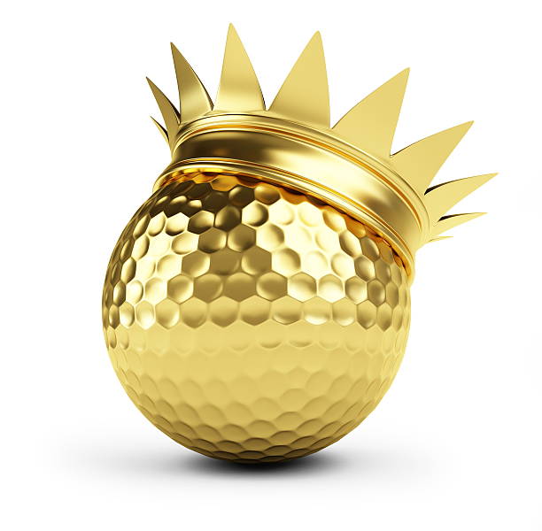 gold golf ball crown stock photo