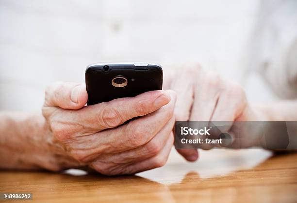 Old Man Using Smart Phone Stock Photo - Download Image Now - Telephone, Senior Men, Senior Adult